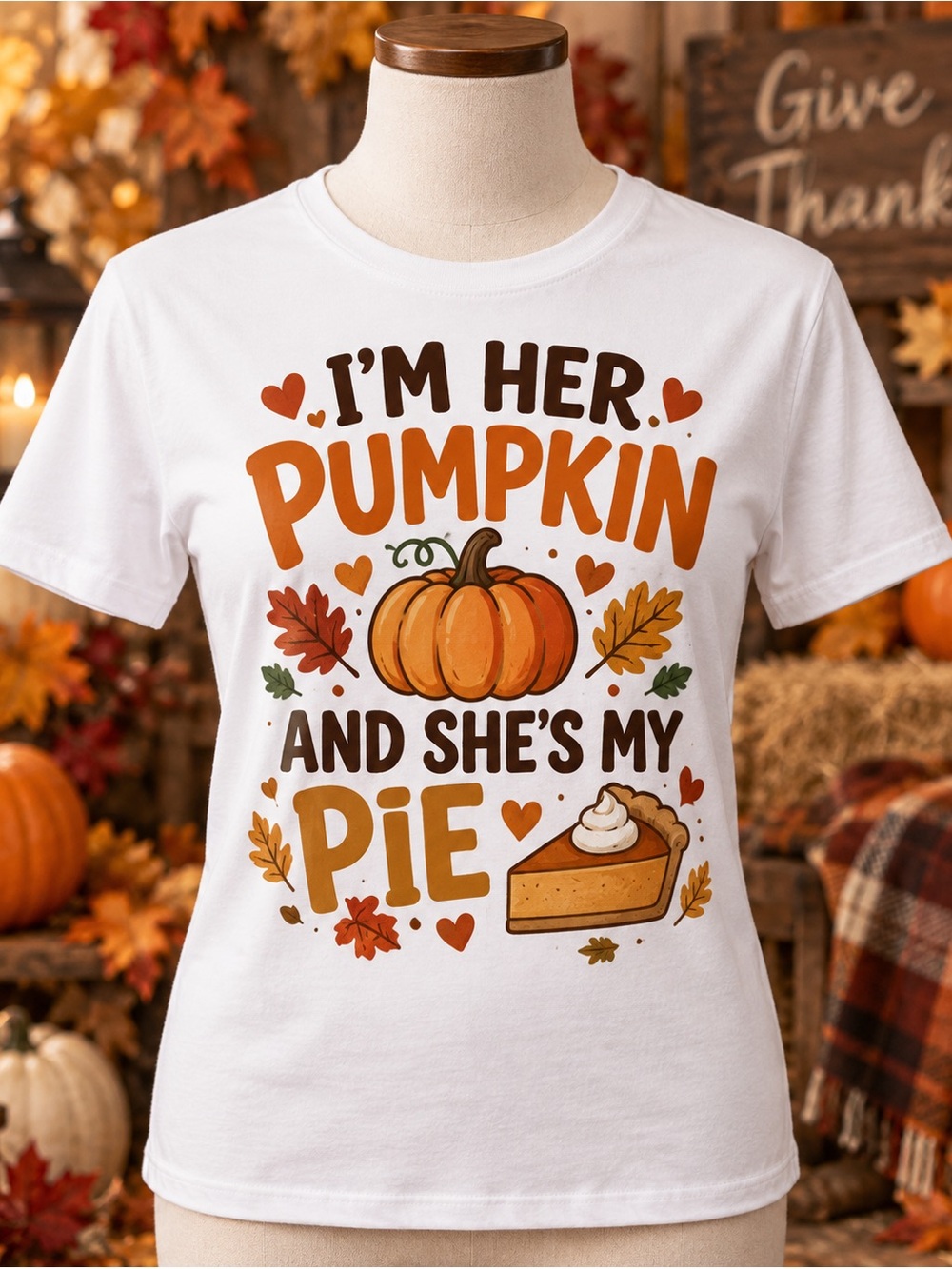 Gildan White I'm Her Pumpkin And She's My Pie Graphic Tee
